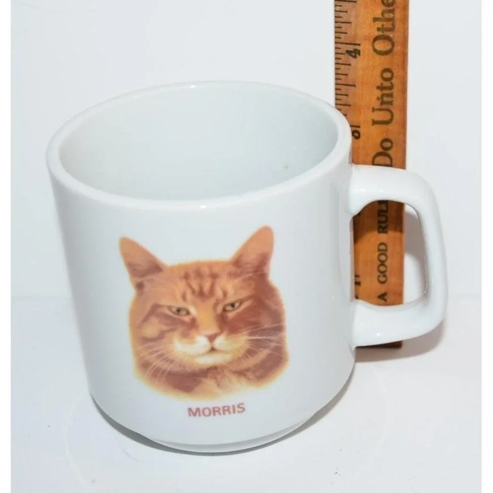 Morris the Cat for 9 lives Coffee Mug Cup Ginger‎ Tabby Vtg Pet Food TV Ads